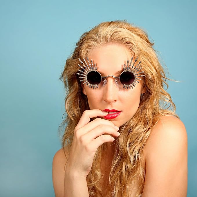 Funky Funny Hawaiian Style Rhinestone Small Sunglasses,Novelty Mixed-Color or Champagne Gold Glasses