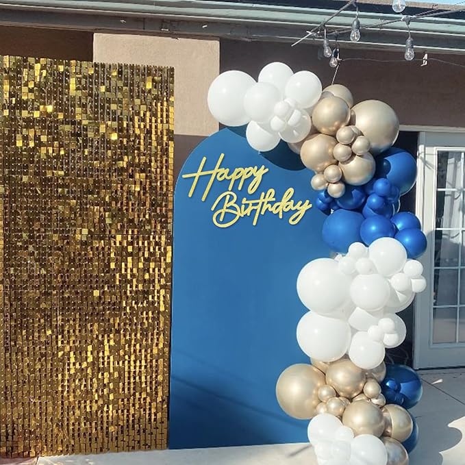 Happy Birthday Sign for Backdrop - Glitter Felt Happy Birthday Letter Sign for Balloon Arch Birthday Party Balloon Arch Backdrop Decorations for Birthday Party Baby Shower - Gold