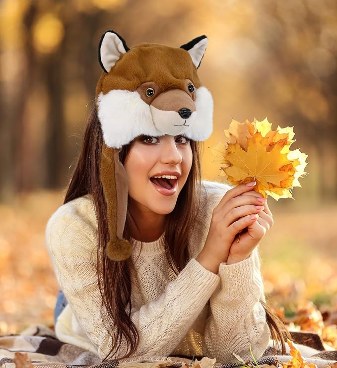 DolliBu Plush Hat – Super Soft Fleece Stuffed Animal Beanie with Ear Flaps, Cozy Warm Winter Hat for Kids – One Size