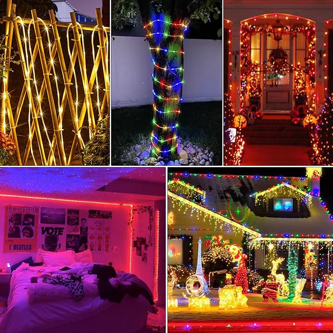 Nazuwke 164Ft Rope Lights Outdoor, 500 LEDs 18 Colors Changing String Lights Plug in with Remote, IP68 Waterproof Twinkle Fairy Light Rope Lighting Indoor for Bedroom Patio Christmas Halloween Decor