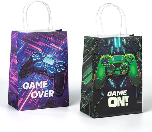 Lesnala 16Pcs Video game party favor bags with handle 2 styles Video game candy treat goodie bags for Kids Gamer Themed Birthday Party Decorations Supplies