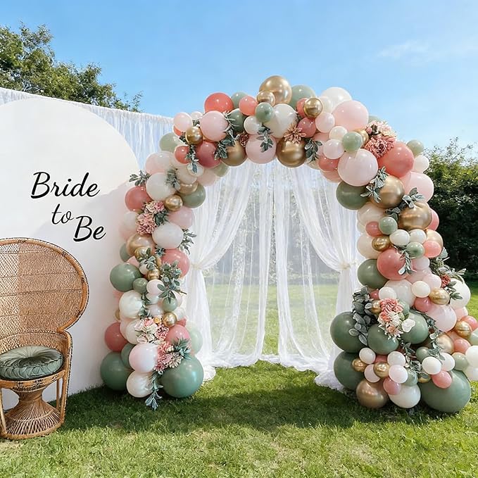 Bridal Shower Balloon Arch Garland Kit, 139pcs Sage Green Retro Dusty Pink Metallic Gold Balloons for Bachelorette Bride To Be Wedding Birthday Party Decorations