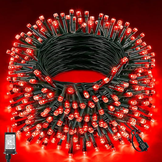 157FT 480 LED Christmas String Lights, Plug in Red Christmas Lights Outdoor with 8 Modes & Waterproof, Connectable String Lights for Outside Indoor Home Garden Patio Party Holiday Decorations