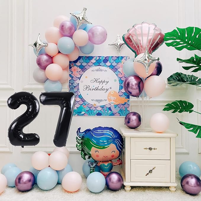 40 inch Number Balloon 0-9 Black Large Number 27 Balloons,Digital Balloons for Birthday Party Celebration Decorations Supplies, Helium Foil Number Balloons for Wedding Anniversary