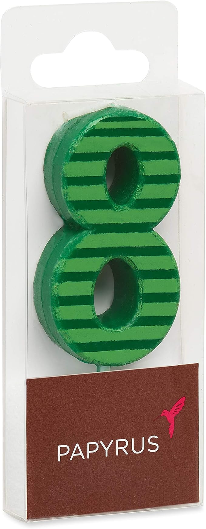 Papyrus Number 8 Birthday Candle, Green Stripes (1-Count)