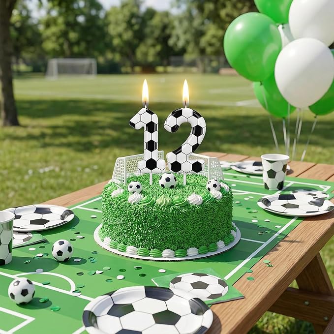 Soccer Number 12 Birthday Candle, 12th Birthday Candle Sport-Theme Cake Topper, Soccer Theme Party Decorations for Boys Girls, Party Supplies Birthday Gifts