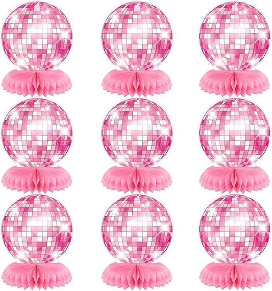 Disco Party Decorations - Pink Disco Decor Flat Disco Ball Centerpieces for Party Table Disco Ball Decor for Cowgirl Birthday Bachelorette Bridal Shower Disco Party Favors