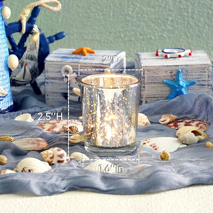 Homemory 36 Pcs Silver Votive Candle Holders, Mercury Glass Candle Holder, Tealight Candle Holders for Table Centerpieces, Baby Shower, Party, Anniversary, Wedding, Home Decor, Halloween, Christmas