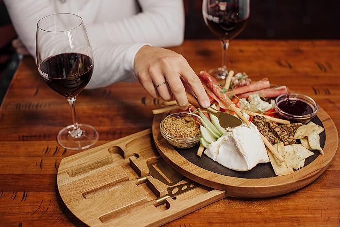 PICNIC TIME NFL Unisex-Adult NFL Insignia - Acacia and Slate Serving Board with Cheese Tools