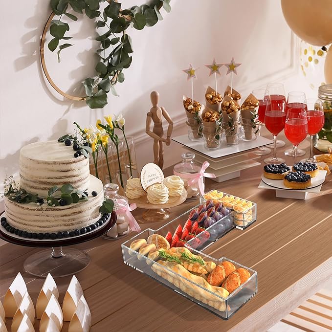 11" Acrylic Letter Charcuterie Tray, Charcuterie Letters Fillable Box for food, Reusable Serving Cake Candy Dish Display Tray for Birthday Anniversary Party Decoration (Letter L)