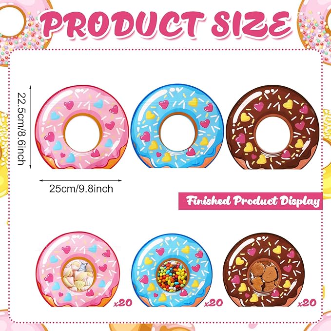 Resurhang 60 Pcs Donut Party Zipper Treat Bags Donut Food Goodie Gifts Bags Resealable Sweet Doughnut Party Snack Candy Containers for Kids Birthday Baby Shower Decorations Supplies