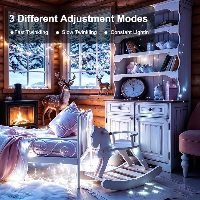 24Pack Fairy Lights Battery Operated, 7ft 20 LED 3 Modes Speed Twinkle Mini String Lights Waterproof Silver Wire Firefly Starry Lights for Mason Jars Wedding Party Christmas Decorations