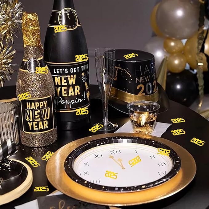 2025 Confetti 1.8 Ounces/750PCS Gold New Year's Eve Glitter Table Confetti Centerpiece for New Years Graduation Decorations Class of 2025 Birthday Baby Shower Wedding (Gold)