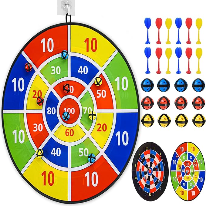 ROYPOUTA 29" Dart Board Games for Kids – Fun Outdoor & Indoor Play, Kids Party Carnival Games with 12 Sticky Balls & Darts, Easter Basket Stuffers Gifts for Boys & Girls 4-12