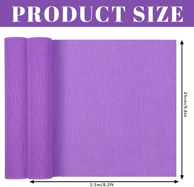 Whaline 8 Rolls Purple Crepe Paper Streamers 25 x 250cm 4 Gradient Purple Colors Party Decorative Craft Streamers Roll for Graduation Party Supplies Backdrop DIY Gift Wrapping Room Wall Decor