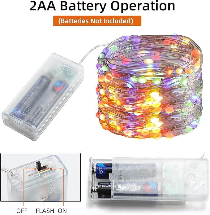 6 Pcs Fairy Lights Battery Operated, Christmas Tree Decor Twinkle Lights, 10 feet 30 LEDs String Lights, Flashing and Constant Light Modes, for Parties, Glass Bottle Decoration (Multi-Colored)