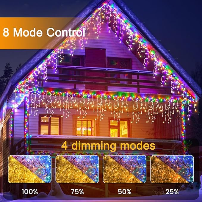 SOSHOT Christmas String Lights Outdoor - 49Ft/15M 640 LED 8 Modes with Remote Control and App Waterproof Christmas Lights for Patio Yard Garden Wedding Party-Warm White to Multicolor
