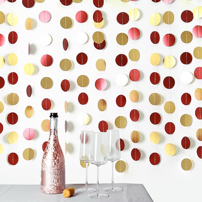 Cheerland Red and Gold Birthday Decorations Valentines Backdrop Red and Gold Garland Scarlet Maroon Party Decor Hanging Garlands Celebration for Weddings Bridal Showers Lunar New Year Valentines