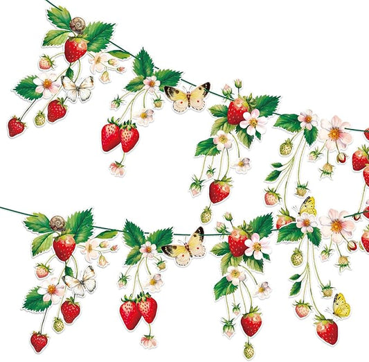 Paper Jazz 2pcs Strawberry Shortcake Birthday Decorations for Berry First Birthday,Berry Sweet Baby Shower Decoration for 1st Girl Birthday with Strawberry Garland