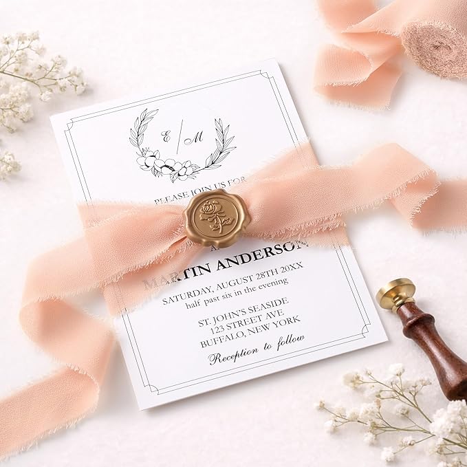 DORIS HOME Pink and Cream Chiffon Ribbon for Flower Bouquet, 1" x21Yd Fabric Ribbon for Gift Wrapping, Handmade Frayed Ribbon for Wedding Invitations/Christmas Decorations