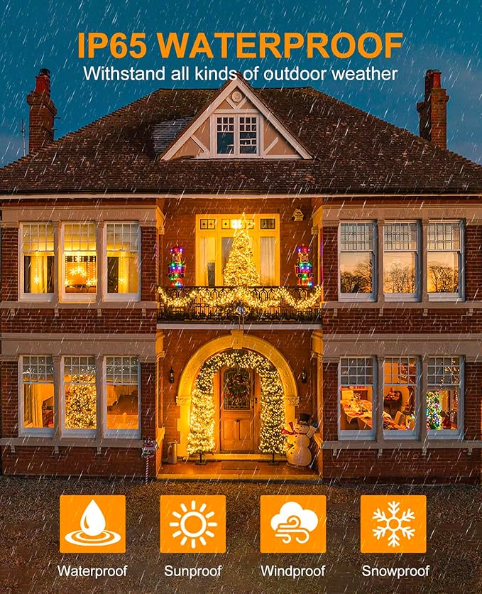 157FT 480 LED Christmas String Lights, Christmas Lights Outdoor Waterproof, 8 Modes Plug in Fairy String Lights for Indoor Party Xmas Tree Garden Patio Decorations, Warm White