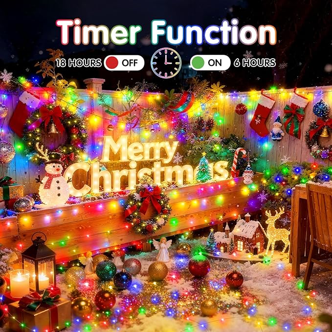 KNONEW 203FT 600 LED Outdoor Fairy Lights Plug in, Christmas Fairy Lights Outdoor Waterproof 8 Modes Memory Times for Wedding Bedroom Walls Garden Trees Decoration