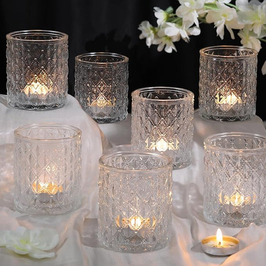 8 Pcs Large Votive Candle Holders Clear Tea Light Candle Holders Glass Candle Holder for Wedding, Bridal Shower, Table Centerpiece, Party, Home Decor