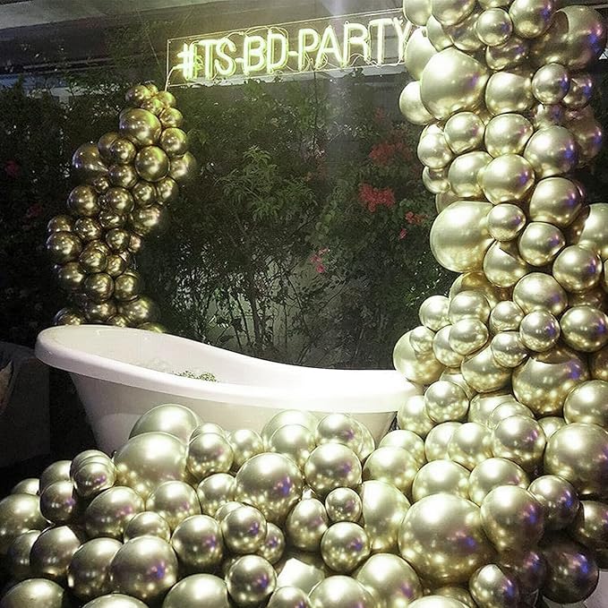 PartyWoo Metallic Gold Balloons 50pcs 5 Inch Chrome Gold Latex Balloons for Birthday Graduation Baby Shower Anniversary Wedding Bachelorette Christmas New Year Tea Party Decorations Gold-G128