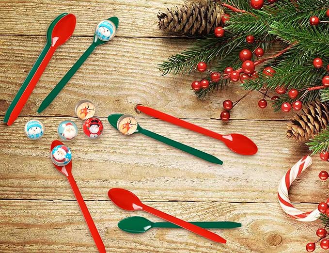 Christmas Game Bouncy Ball Spoon Relay Race Toy for Adults Indoor Outdoor Decorations Xmas/Holiday/Winter Party Supplies Favors