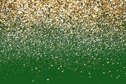 15x10ft Green and Gold Backdrop Birthday Gold Spots Bokeh Wedding Prom Graduation Photography Background X-224