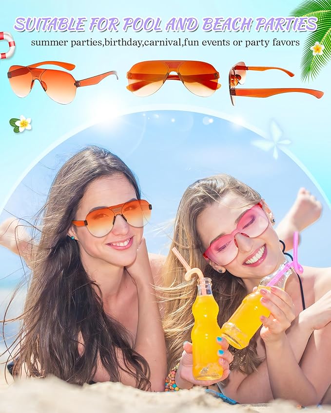 10/20/40 Pack Fun Party Sunglasses Bulk, Mixed Rimless Colorful Party Glasses Photoshoot Prop Costume Eyewear