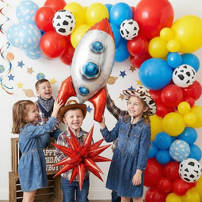 100pcs Hawaii Balloons Garland Arch Kit with Balloons for Birthday Decorations,Party Supplies for boys Girls (Rocket)