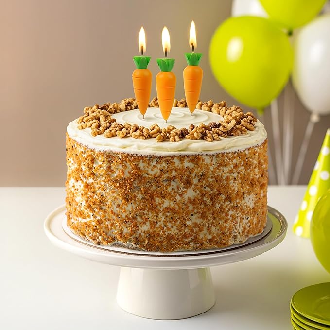 Genuine Fred Garden Party Carrot Candles, Set of 6 Carrot Party Candles, 2.4 Inch Tall, Spring Cake Toppers and Food-Themed Celebration Decor