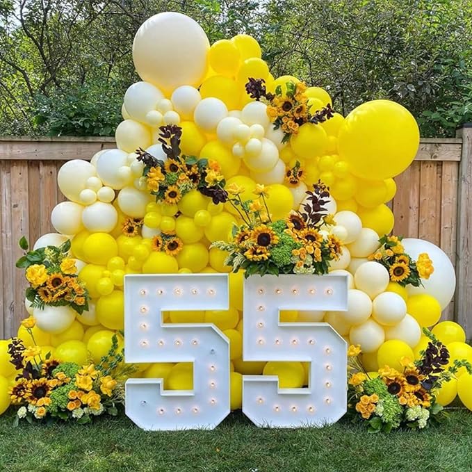 Voircoloria 130pcs Yellow Balloons Different Sizes 18" 12" 10" 5" Party Latex Balloons for Boys Girls Birthday Baby Shower Gender Reveal Wedding Sunflower Party Decorations