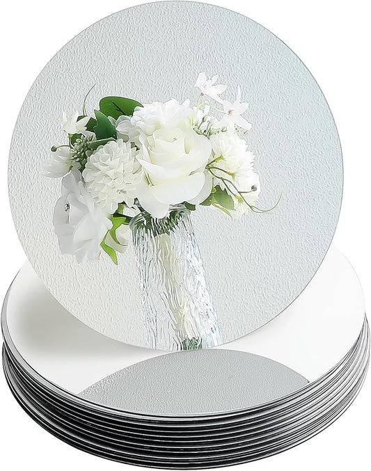 Floroom 12pcs 12 Inch Round Mirrors for Table Centerpieces, Trays, Plates, Weddings, Baby Showers, and Party Decorations