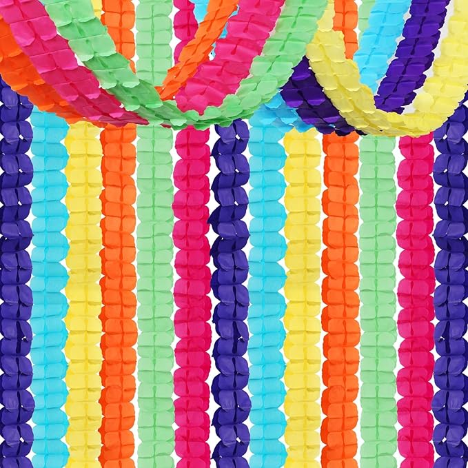 Rainbow Mexican-Theme Party-Decorations Streamers Garland - 157Ft Colorful Birthday Supplies Four-Leaf Clover Hanging Banner,Hot Pink Orange Green Yellow Purple Blue Summer Baby Shower Decor Hugtmr