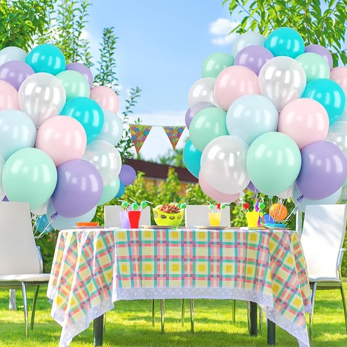 Pastel Balloon, 50 Inch 12 Inch Mermaid Birthday Party Decorations with Pink Purple White Blue Teal Ballons fo Girls Mermaid Balloons Baby Shower Party Supplies