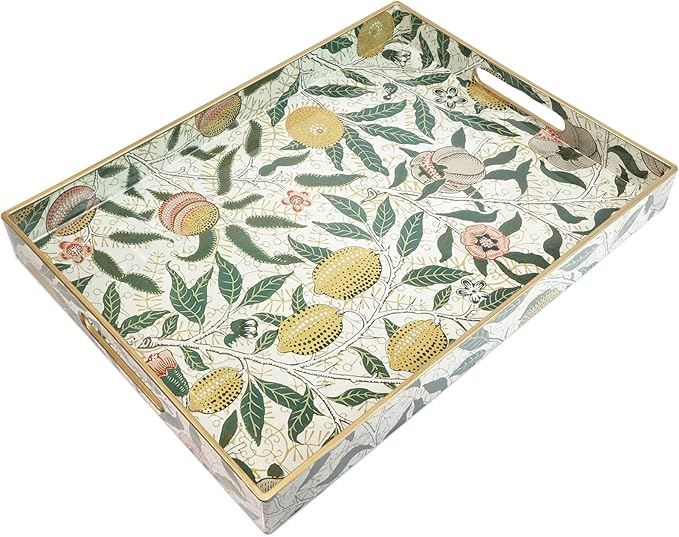 Spsyrine Lemon Serving Tray with Handles, Plastic Decorative Tray for Coffee Table, Living Room, Home Decor