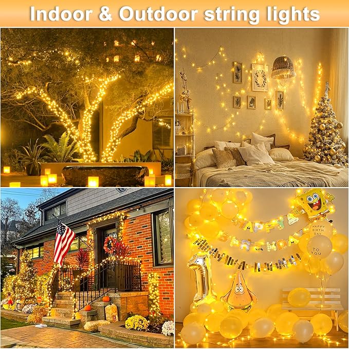 800 LED Christmas Lights Outdoor, Warm White Christmas Lights Indoor 8 Modes 262FT Clear Wire, Plug in Twinkle Fairy String Lights for Outside Bedroom Wedding Xmas Tree Party Decorations