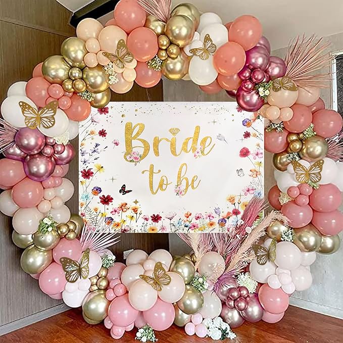 Bride to Be Backdrop Wildflower Bridal Shower Decorations Spring Floral Wedding Bachelorette Party Decor Wildflower Love is in Bloom Bridal Shower Party Supplies