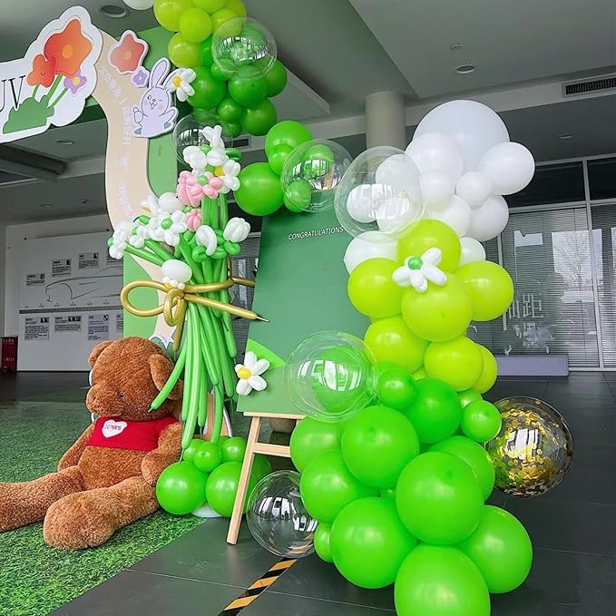 412pcs Lime Green Balloon Garland Arch Kit 18 12 10 5 Inch Different Sizes Matte Latex Balloons for Baby Shower Light Green Theme Birthday Summer Jungle Forest Party Decoration