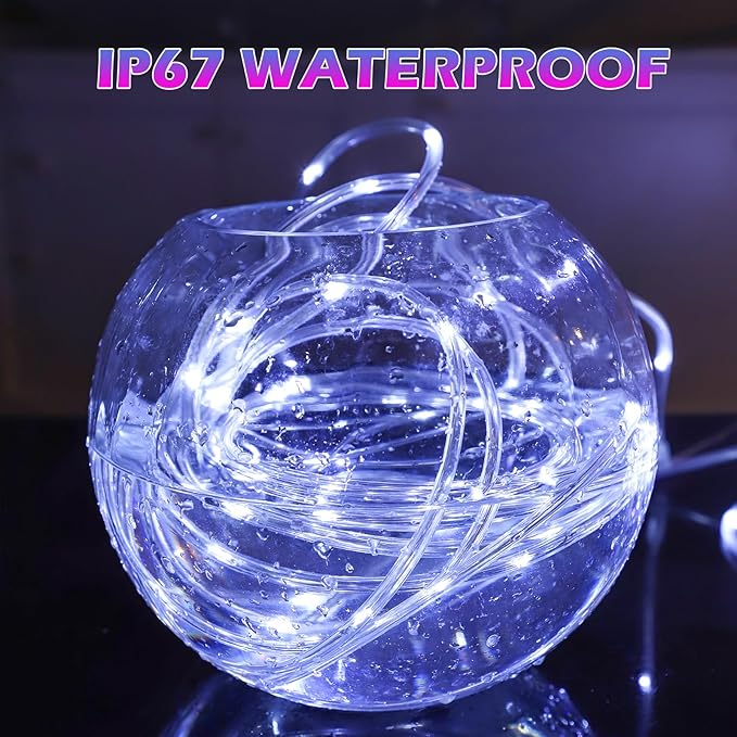 100FT Rope Lights Outdoor, Connectable Trampoline Lights 300LED String Lights Flexible Clear Tube Light Waterproof Rope Light 8 Modes for Camping Yard Pool Canopy Deck Home Outdoor Indoor Decor