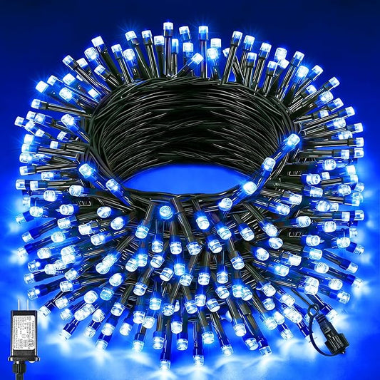 157FT 480 LED Christmas String Lights, Plug in Christmas Lights Outdoor Waterproof, 8 Modes Green Wire Fairy String Lights for Indoor Home Patio Tree House Holiday Decorations, Blue