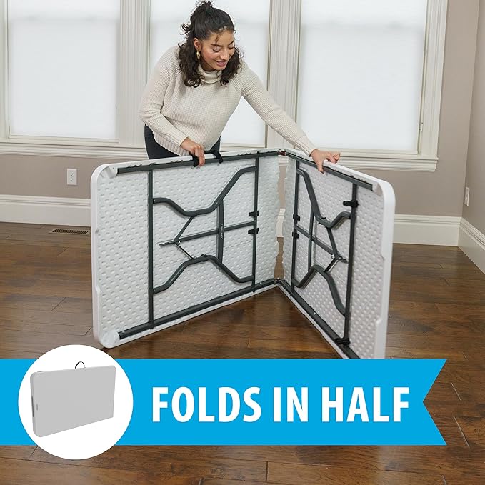 LIFETIME 8-Foot Fold in Half Table, Light Commercial, White Granite