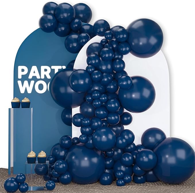 PartyWoo Navy Blue Balloons 140pcs Different Sizes of 18 12 10 5 Inch Dark Blue Balloon Arch Kit Garland for Graduation Wedding Sports Theme Boy Baby Shower Men Birthday Party Decorations Blue-Y72