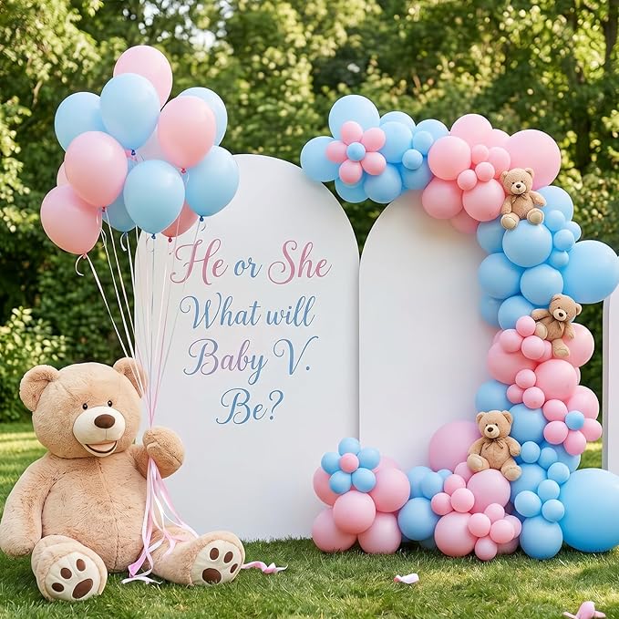 RUBFAC Pink Balloons 135pcs Light Pastel Pink Balloon Different Sizes 18 12 10 5 Inch for Garland Arch Birthday Party Baby Shower Gender Reveal Wedding Anniversary Easter Decoration