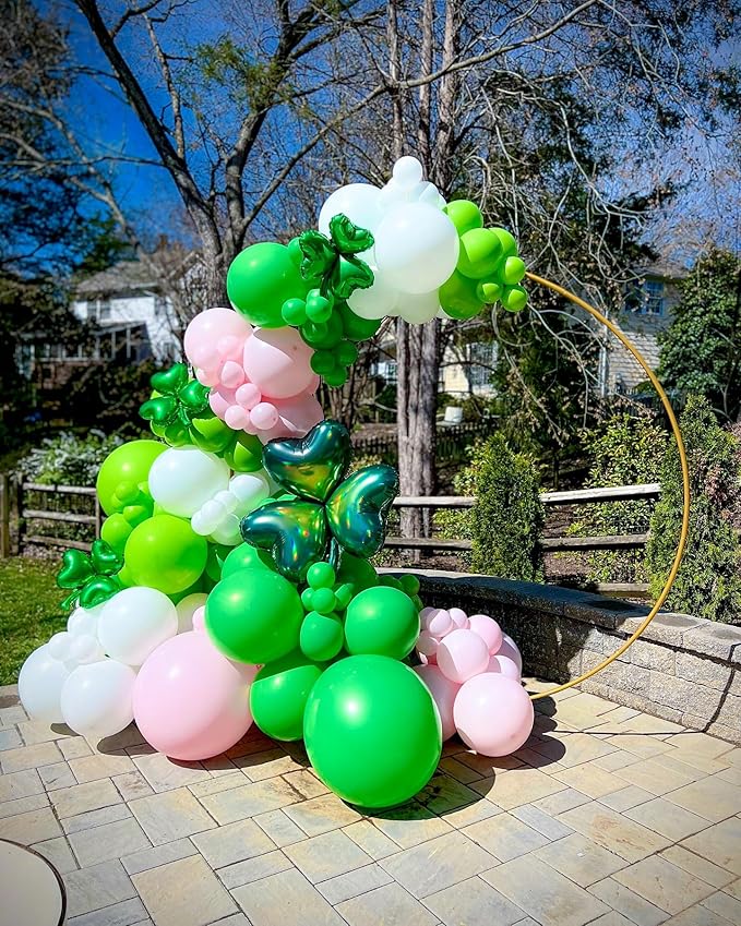 Green Latex Balloons, 50pcs 12 Inches Dark Green Lime Green Confetti Balloons with 1 Ribbon for St. Patrick's Day, Jungle Safari, Birthday Party Decorations
