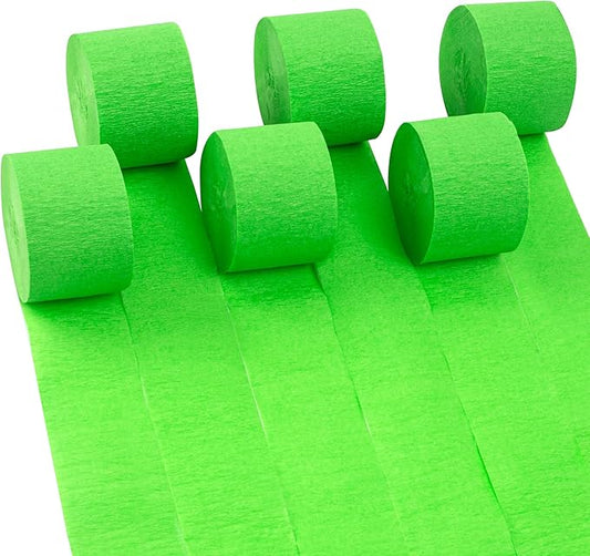 Crepe Paper Streamers 6 Rolls 492ft,Pack of Light Green Streamers Party Decorations,Crepe Paper Roll for Birthday,Wedding,Bridal Shower Decorations (1.8 Inch x 82 Ft/Roll)