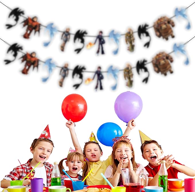 How to Train Your Dragn Garland Decoration – Fantasy Dragon Theme Hanging Garland for Birthday Celebration Setup, Wall and Backdrop Display, Party Room Decoration, Photo Area Styling.