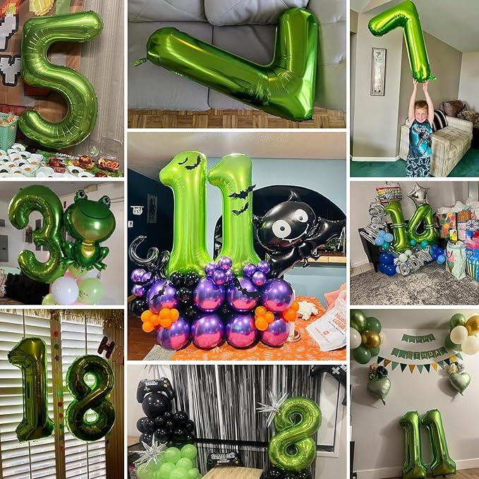40 inch Number Balloon 0-9 Green Large Number 8 Balloons,Digital Balloons for Birthday Party Celebration Decorations Supplies, Helium Foil Number Balloons for Wedding Anniversary